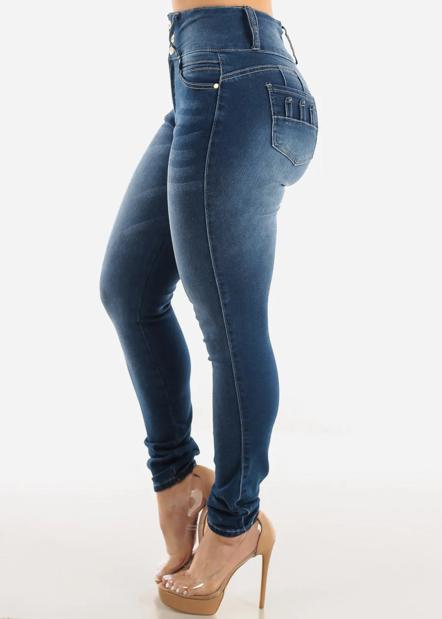 Ultra High Waisted Levantacola Skinny Jeans Med Blue sold by Moda product image thumbnail 4