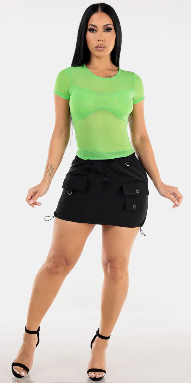 Neon Shirt Mini Cargo Skirt Set sold by Moda