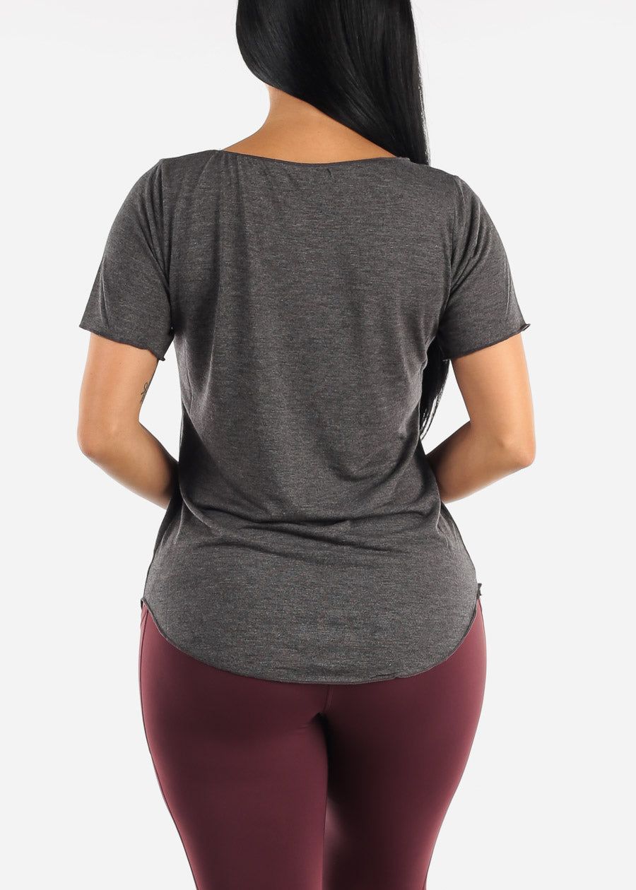 Short Sleeve Round Hem Loose Tee Charcoal sold by Moda product image thumbnail 4