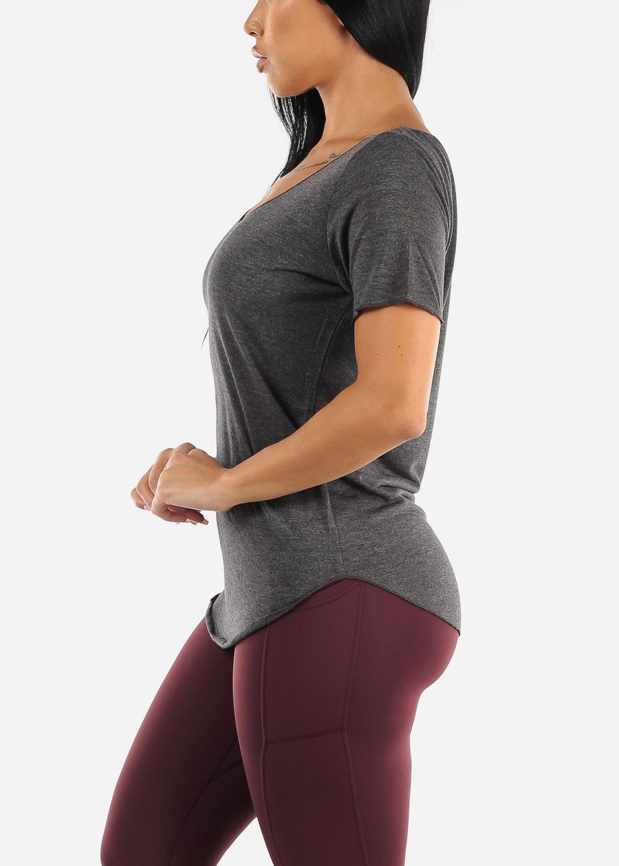 Short Sleeve Round Hem Loose Tee Charcoal sold by Moda product image thumbnail 3