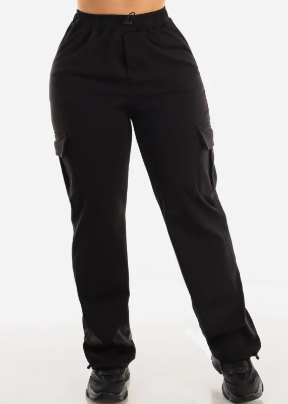High Waisted Black Bungee Cargo Pants sold by Moda