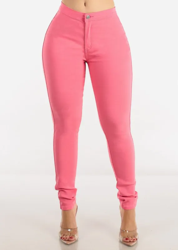 High Waist Hyper Stretch Slim Fit Skinny Pants Pink sold by Moda