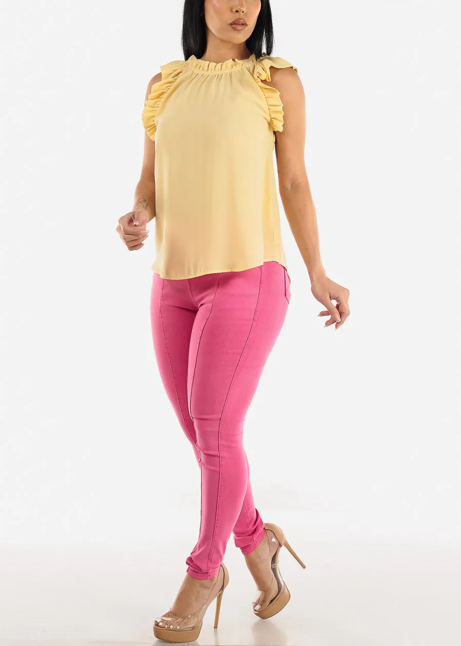 Sleeveless Ruffled Woven Blouse Yellow sold by Moda product image thumbnail 2