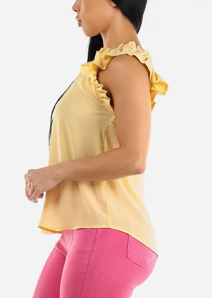Sleeveless Ruffled Woven Blouse Yellow sold by Moda product image thumbnail 3
