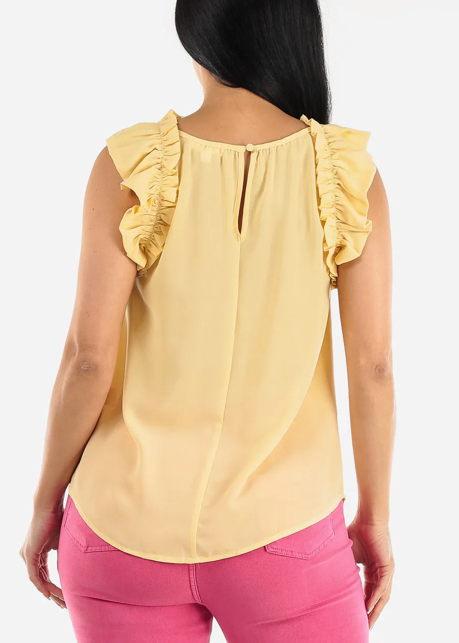 Sleeveless Ruffled Woven Blouse Yellow sold by Moda product image thumbnail 4