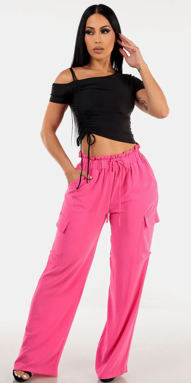 Wide Leg Cargo Pants Outfit sold by Moda