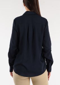 Navy Long Sleeve Button Down Tunic Shirt sold by Moda