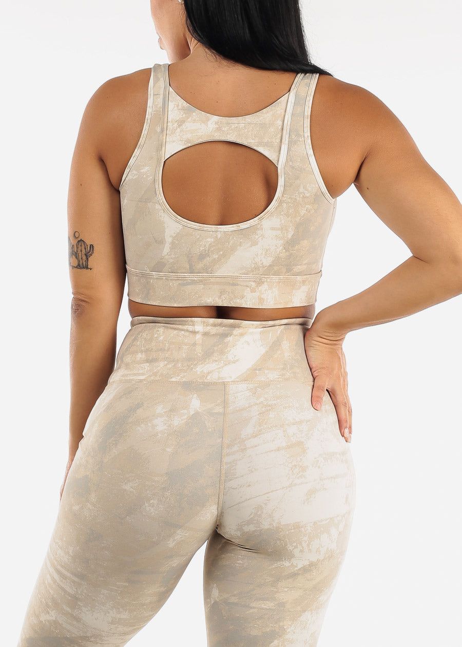 Open Back Sports Bra Printed Beige sold by Moda product image thumbnail 2