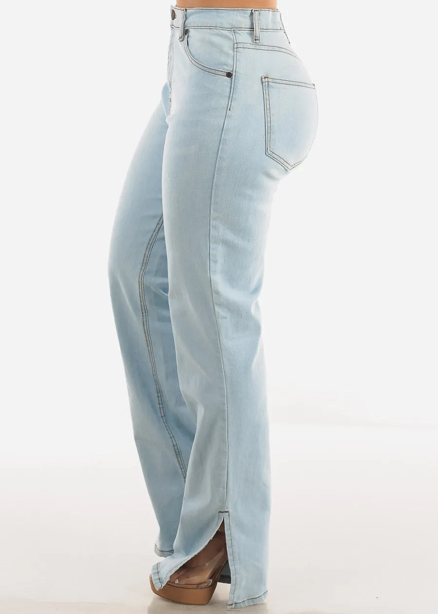 High Waist Wide Leg Straight Stretch Jeans Light Blue sold by Moda product image thumbnail 2