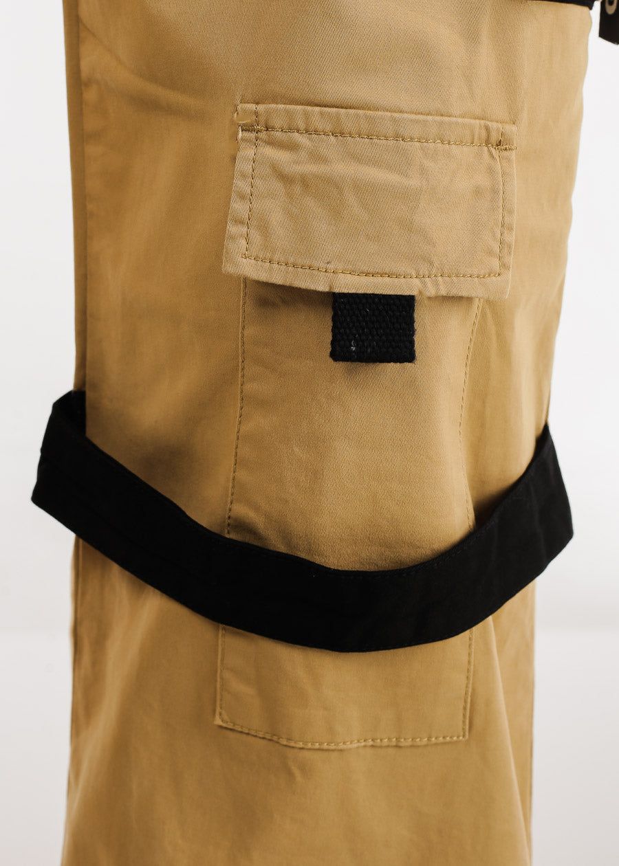 Khaki High Waist Wide Leg Cargo Parachute Jogger Pants sold by Moda product image thumbnail 8