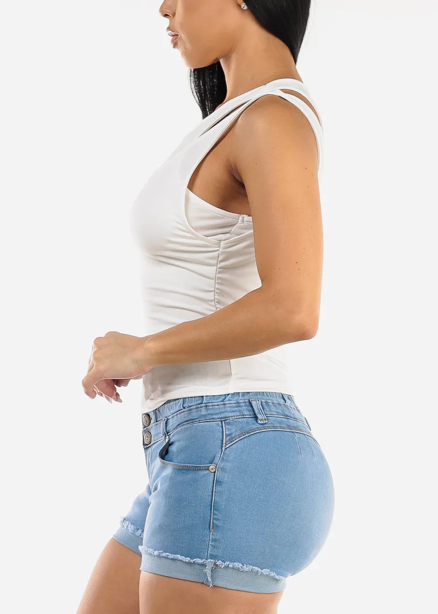 White Sleeveless Layered Tank Top sold by Moda product image thumbnail 3