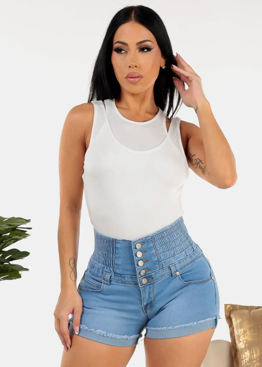 White Sleeveless Layered Tank Top sold by Moda