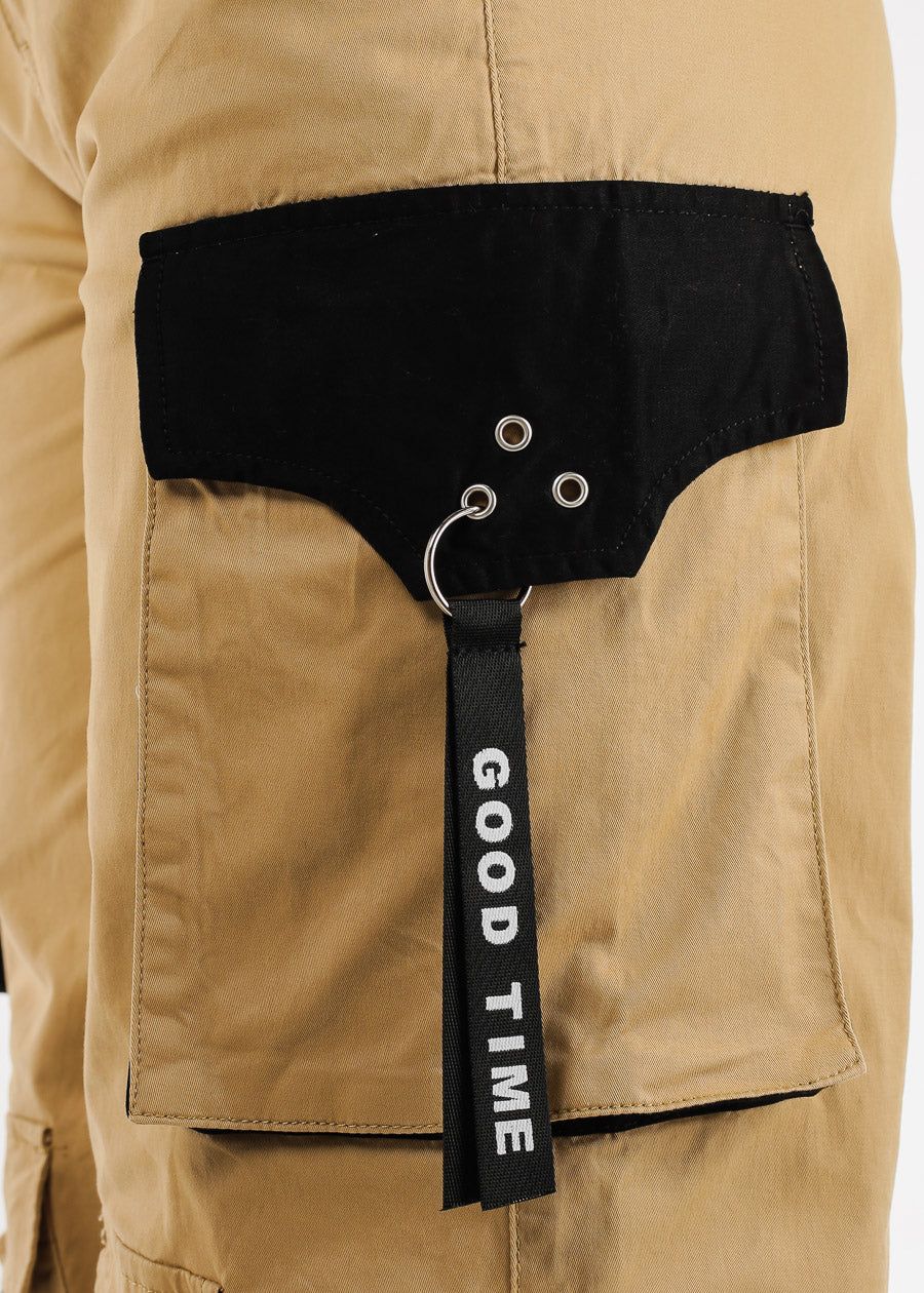 Khaki High Waist Wide Leg Cargo Parachute Jogger Pants sold by Moda product image thumbnail 7