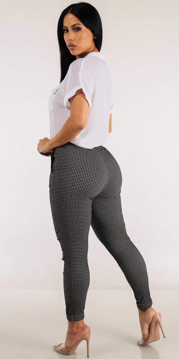 Drawstring Waist Printed Dressy Pants with Short Sleeve White Button Up Shirt sold by Moda product image thumbnail 2