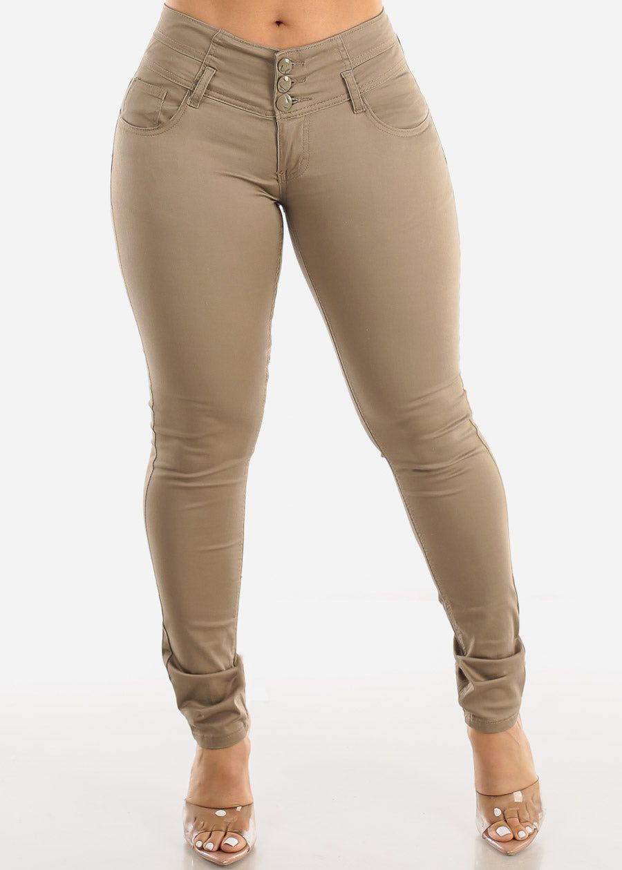Low Rise Butt Lifting Khaki Skinny Jeans sold by Moda product image thumbnail 3