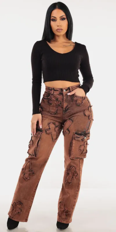 Vneck Cargo Denim Look sold by Moda