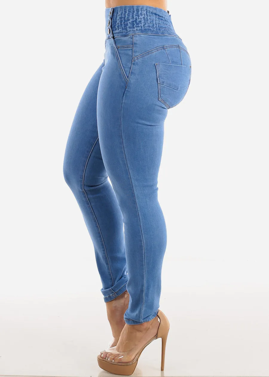 High Spandex Waist Butt Lifting Skinny Jeans Light Blue sold by Moda product image thumbnail 4