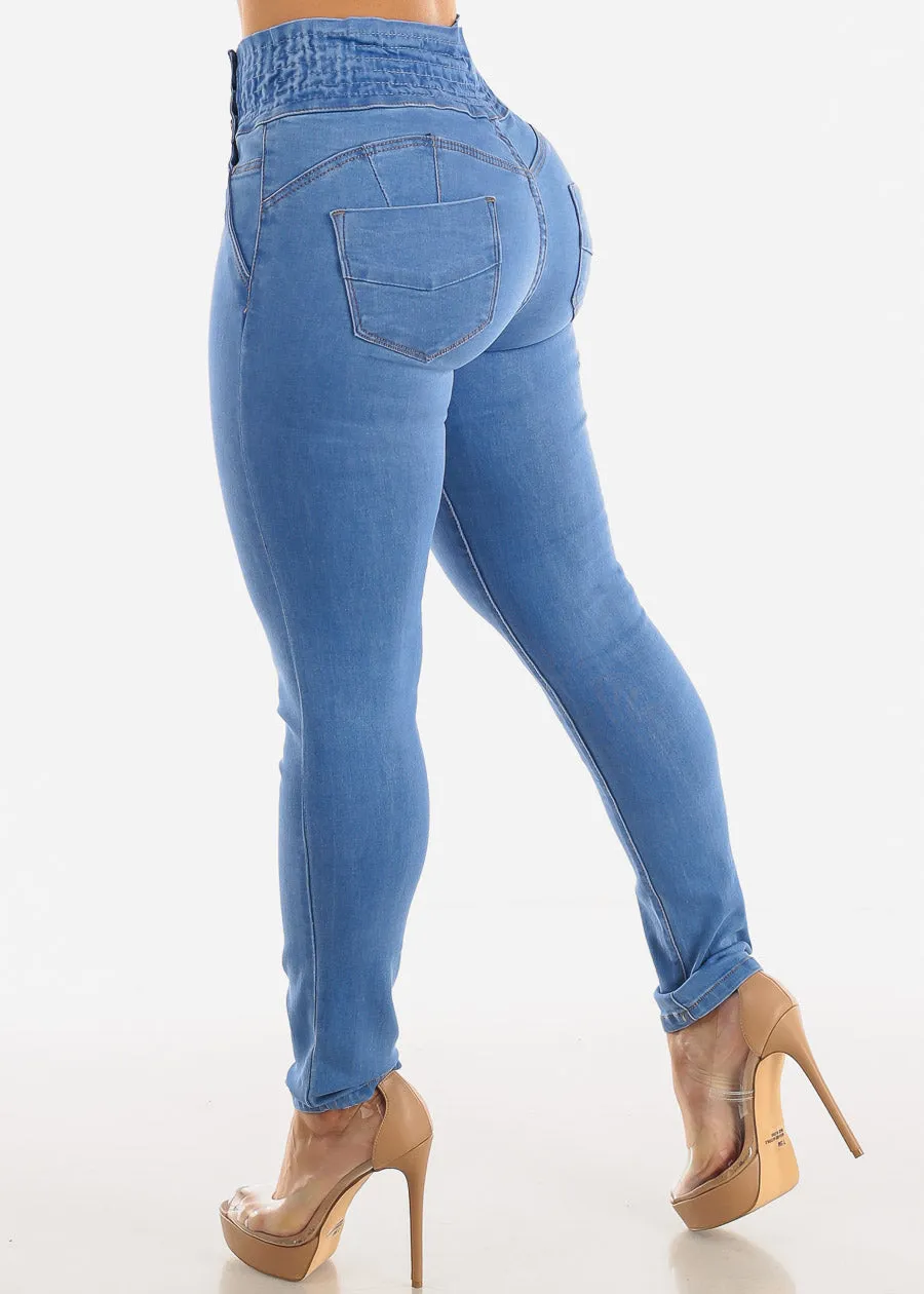 High Spandex Waist Butt Lifting Skinny Jeans Light Blue sold by Moda product image thumbnail 5