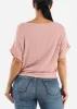 Cuffed Short Dolman Sleeve Tunic Top Mauve sold by Moda