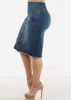 Button Up Denim Fringe Hem Pencil Skirt Med Wash sold by Moda