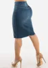 Button Up Denim Fringe Hem Pencil Skirt Med Wash sold by Moda