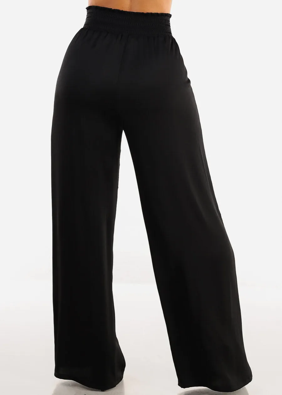 Black Smocked Waist Wide Legged Pants sold by Moda product image thumbnail 4