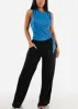 Black Smocked Waist Wide Legged Pants sold by Moda