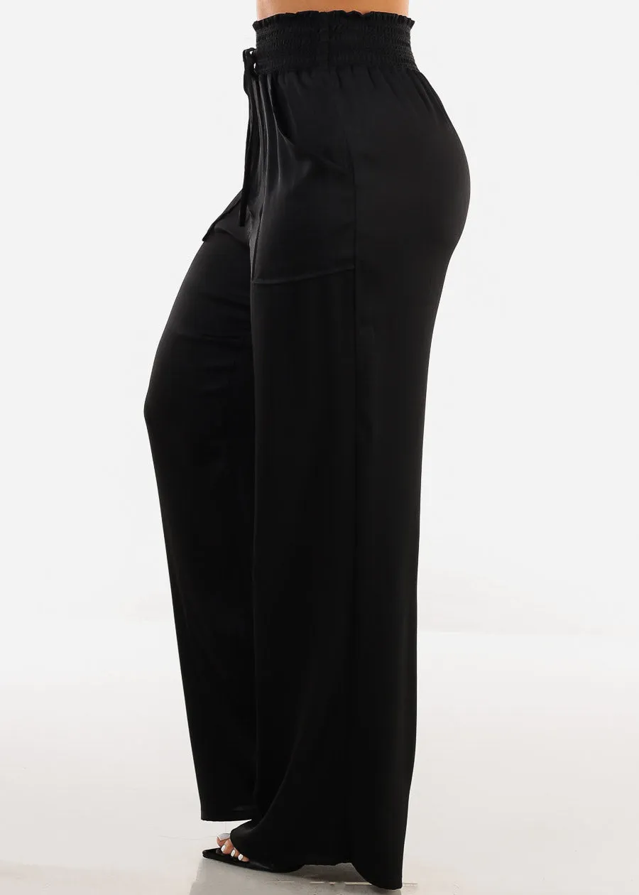 Black Smocked Waist Wide Legged Pants sold by Moda product image thumbnail 3