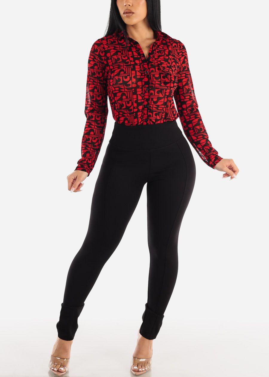 Black High Thick Waist Tummy Control Skinny Pants sold by Moda product image thumbnail 5