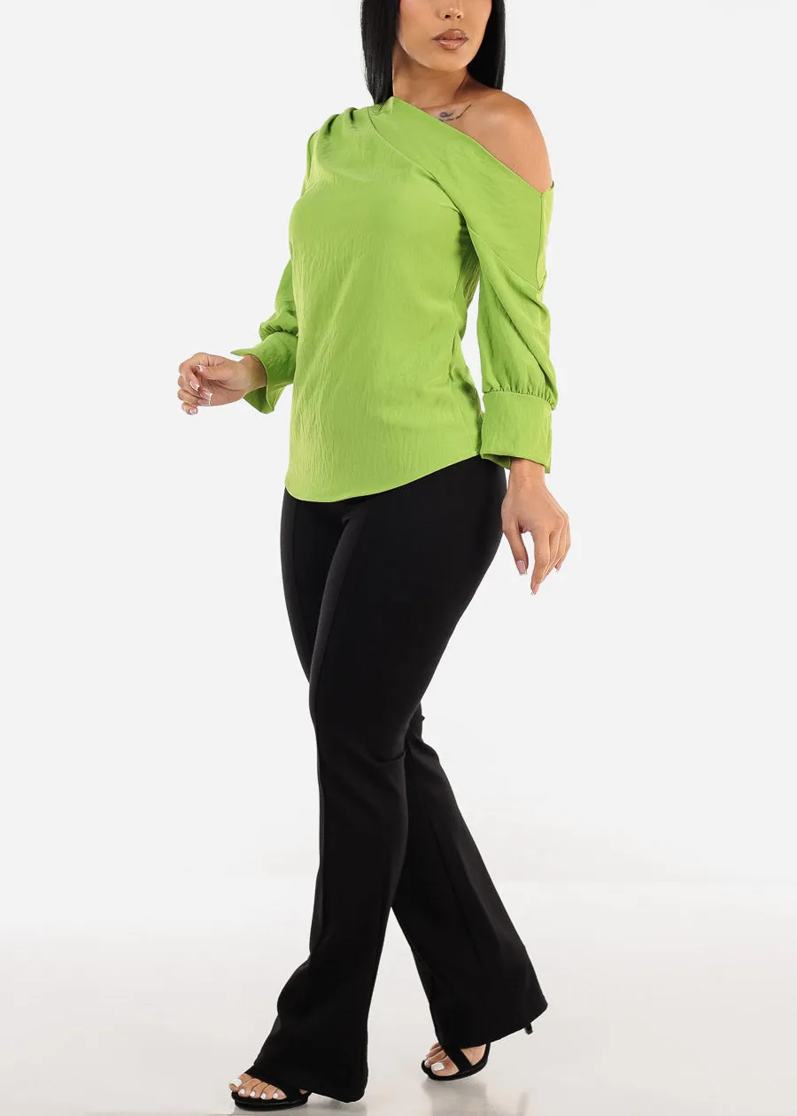 Asymmetrical One Shoulder Blouse Lime sold by Moda product image thumbnail 2