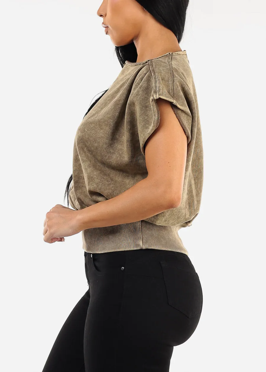 Boat Neckline Mineral Wash Top Mocha sold by Moda product image thumbnail 3