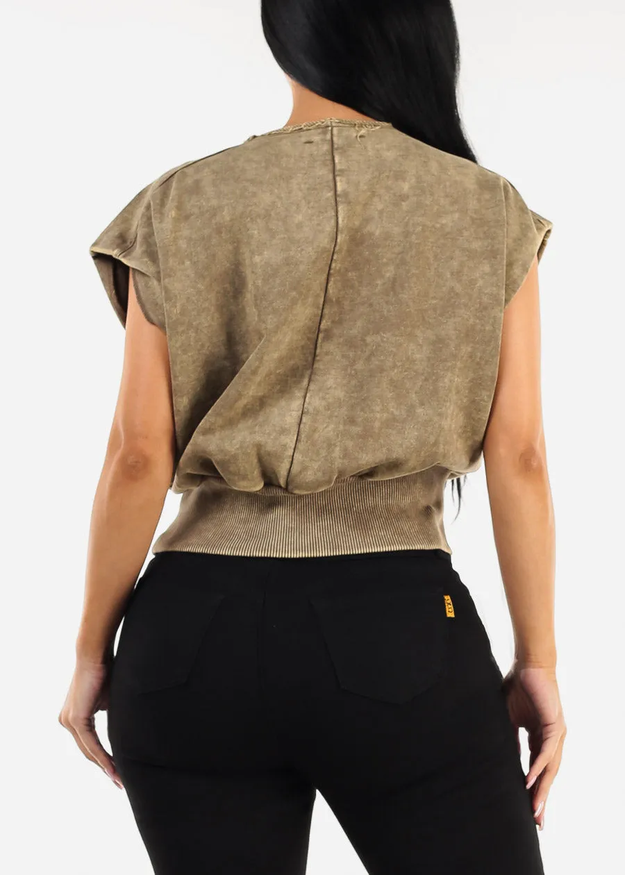 Boat Neckline Mineral Wash Top Mocha sold by Moda product image thumbnail 4