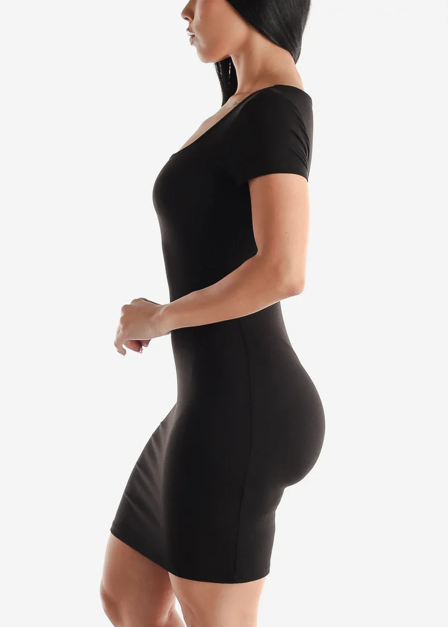 Short Sleeve Bodycon Mini Dress Black sold by Moda product image thumbnail 3