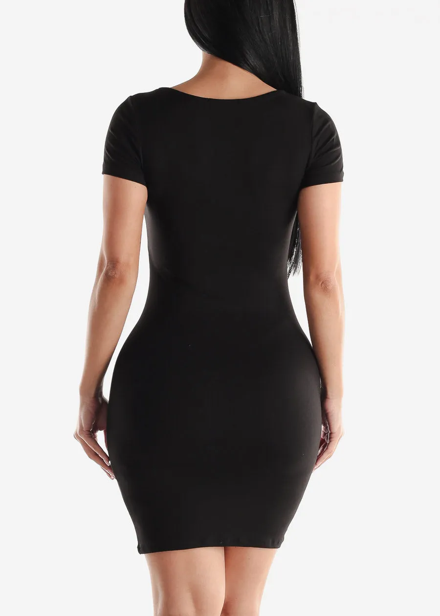 Short Sleeve Bodycon Mini Dress Black sold by Moda product image thumbnail 4
