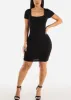 Short Sleeve Bodycon Mini Dress Black sold by Moda