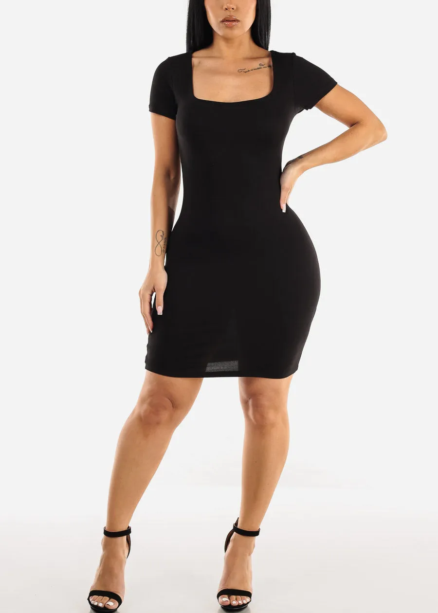Short Sleeve Bodycon Mini Dress Black sold by Moda product image thumbnail 2