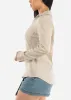 Beige Linen Long Sleeve Half Button Up Shirt sold by Moda