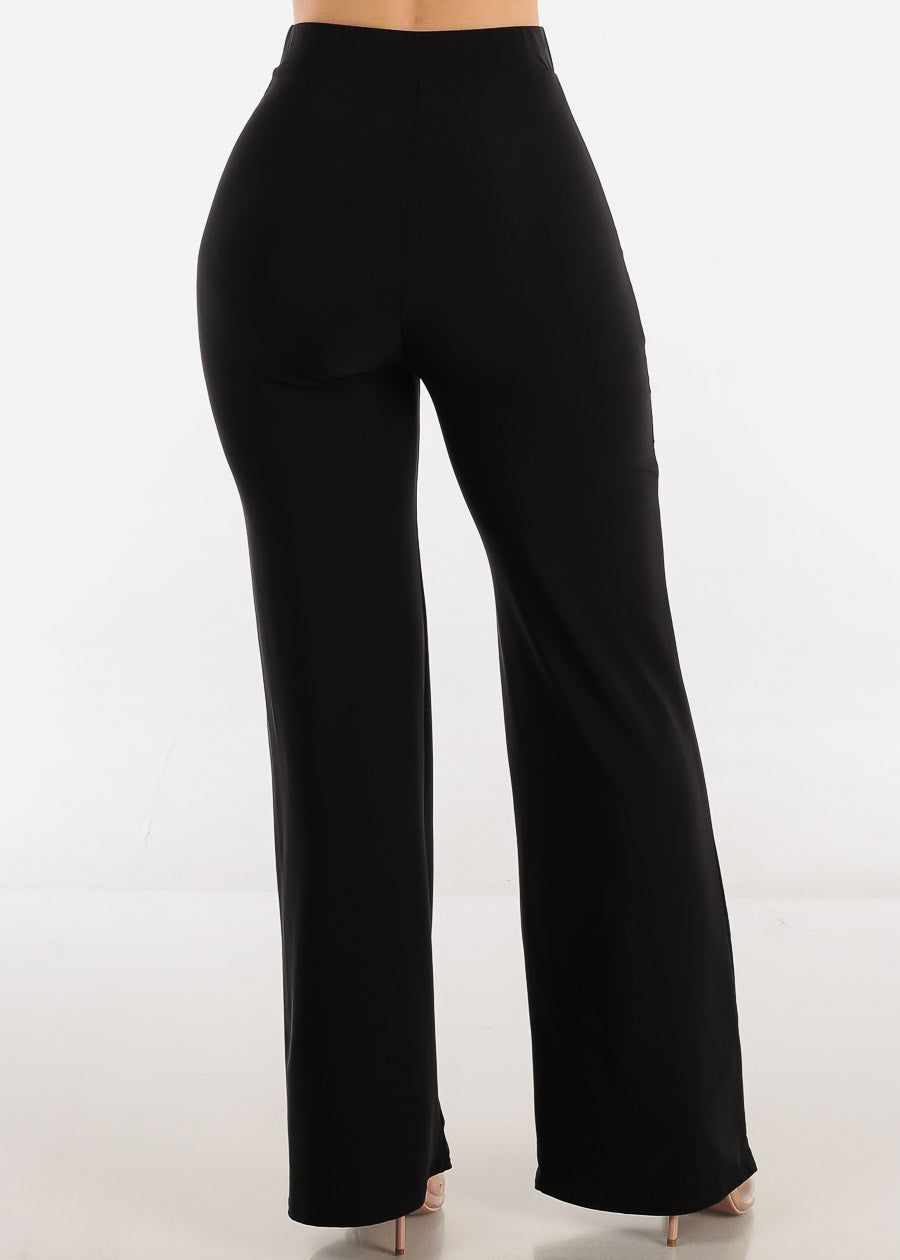 Black High Waisted Wide Leg Straight Dress Pants sold by Moda product image thumbnail 4