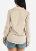 Beige Linen Long Sleeve Half Button Up Shirt sold by Moda