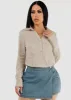 Beige Linen Long Sleeve Half Button Up Shirt sold by Moda