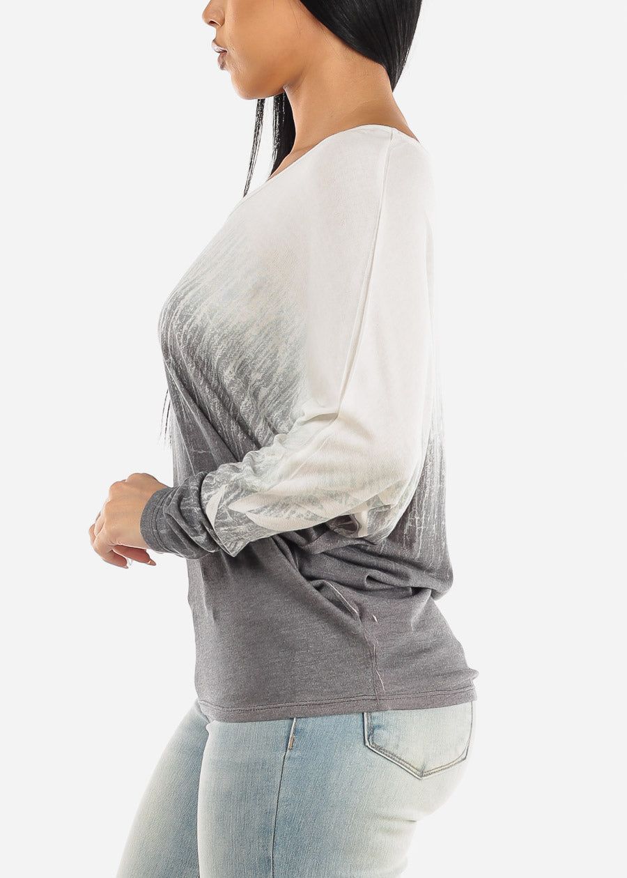 Long Sleeve Dolman Printed Tunic Top White sold by Moda product image thumbnail 3