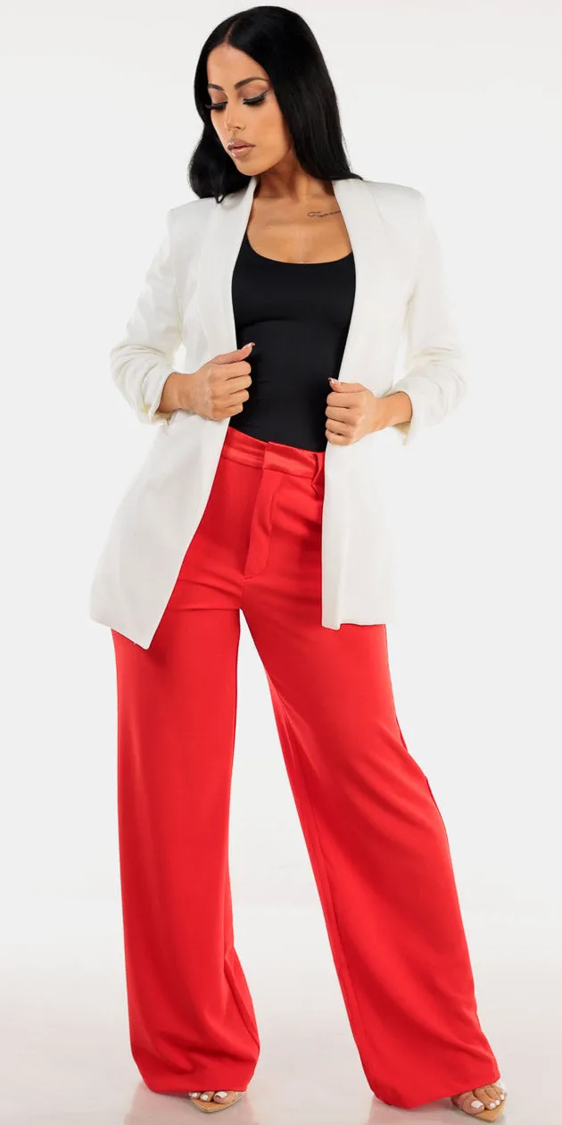 White Blazer Red Pants Combo sold by Moda