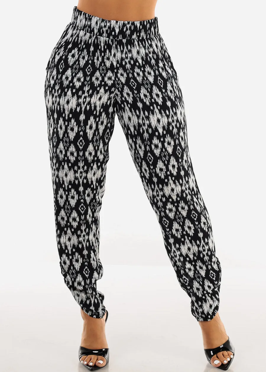 Casual Super High Waist Printed Pants Black & White sold by Moda