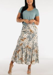 Short Sleeve Round Hem Relax Fit Tunic Top Sage sold by Moda