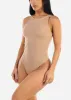 Sleeveless Ribbed Thong Bodysuit Khaki sold by Moda