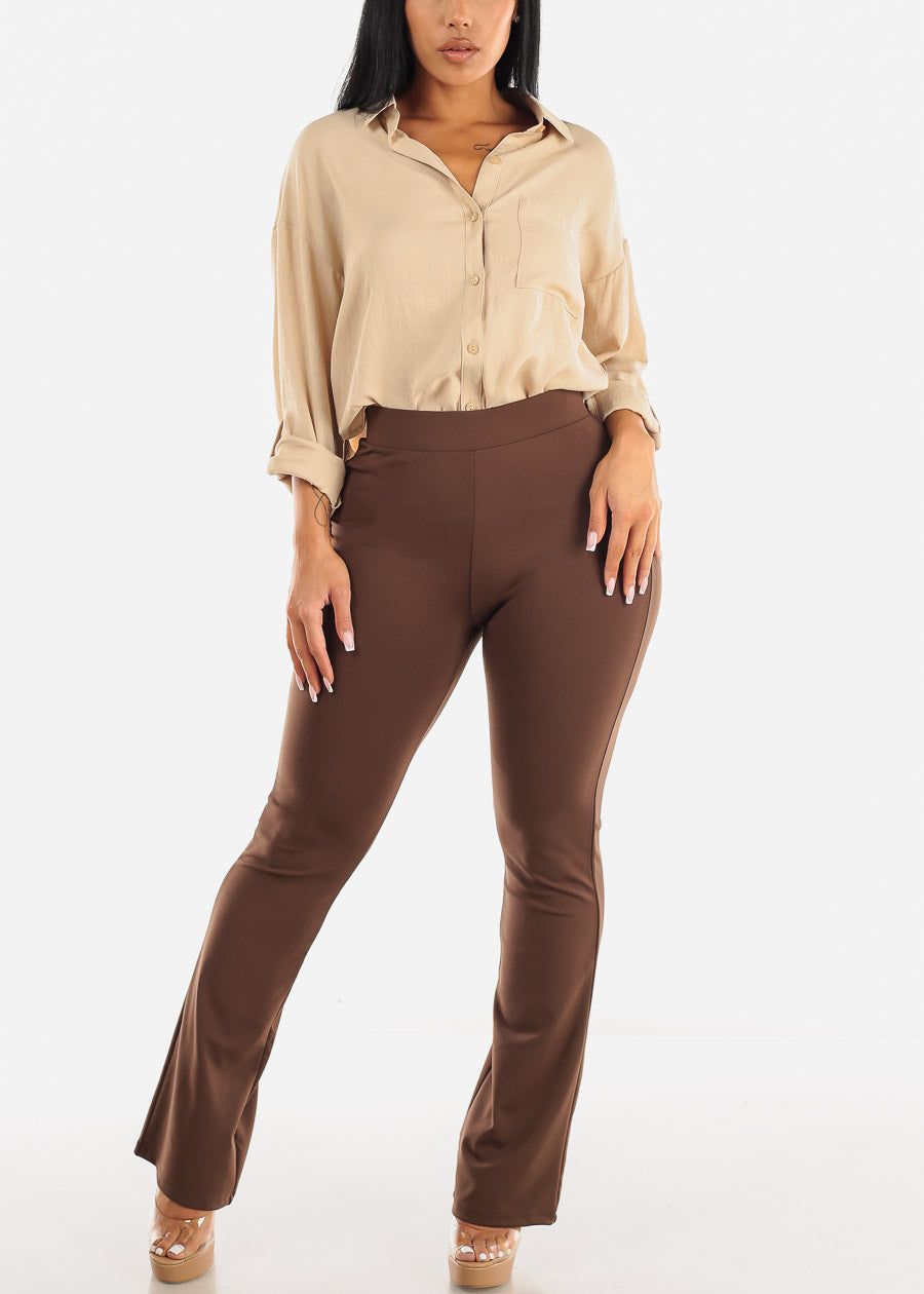 Relaxed Fit Long Sleeve Collared Blouse Beige sold by Moda product image thumbnail 2