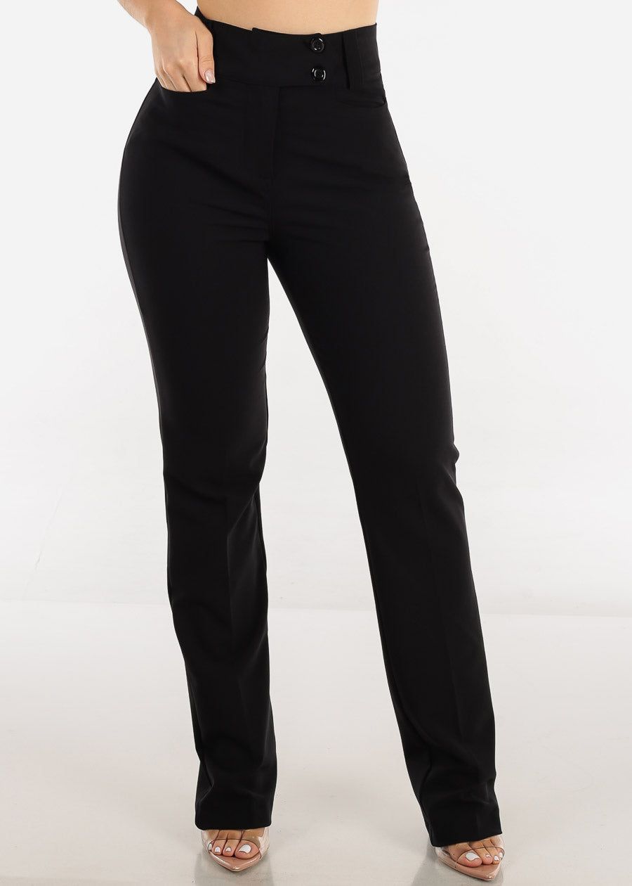 Black Super High Waist Dressy Bootcut Pants sold by Moda product image thumbnail 2