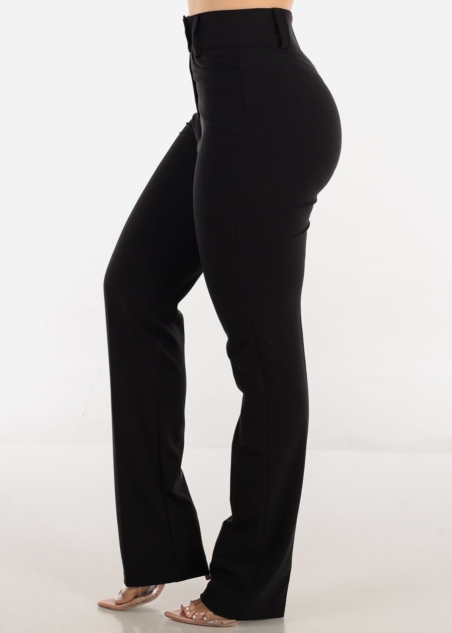 Black Super High Waist Dressy Bootcut Pants sold by Moda