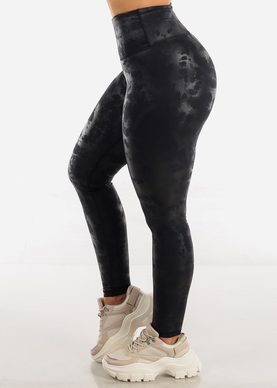 MONO B Activewear High Rise Metallic Printed Leggings Navy & Black sold by Moda product image thumbnail 3