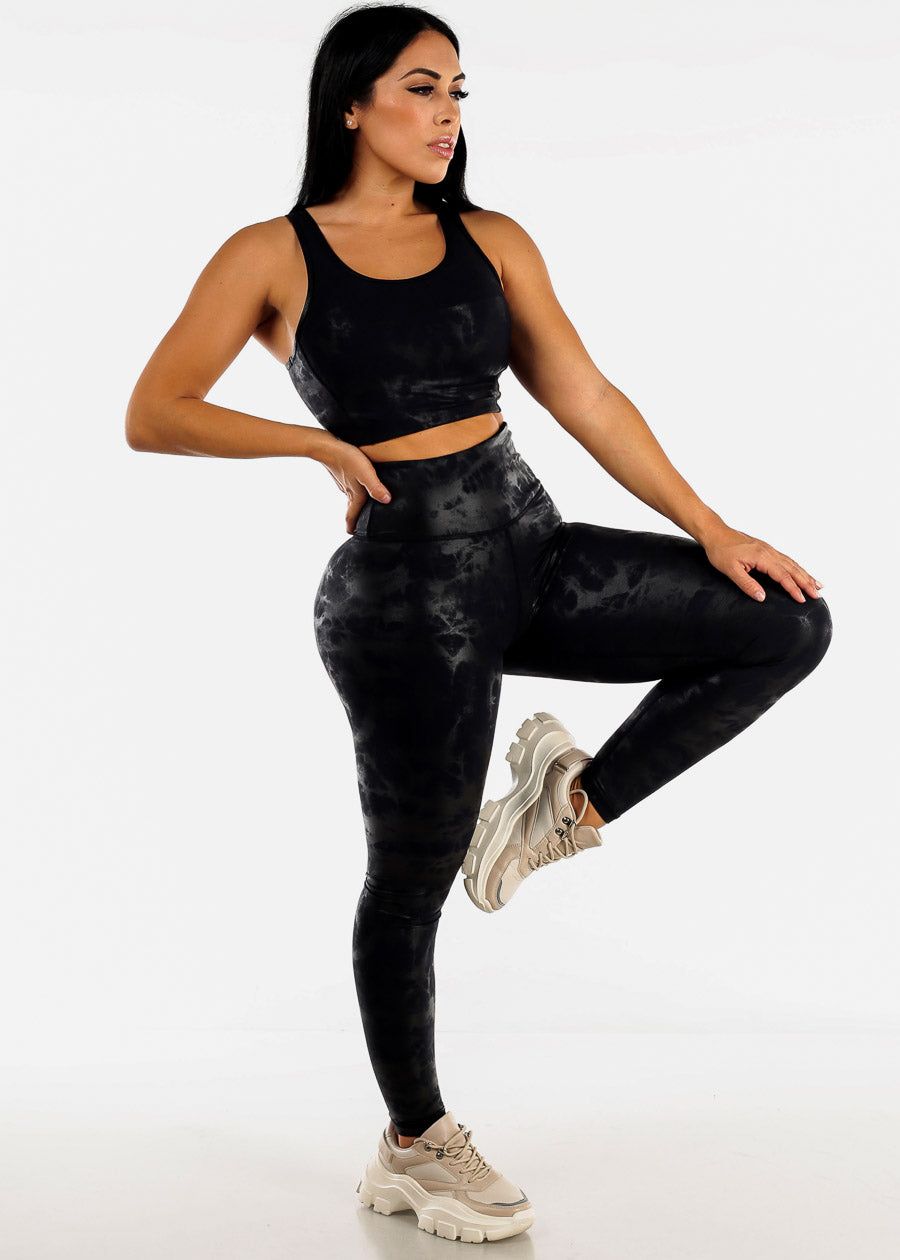 MONO B Activewear High Rise Metallic Printed Leggings Navy & Black sold by Moda product image thumbnail 2